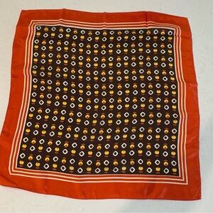 Vintage Japanese Acetate Twill Scarf - Retro Floral Geometric Print